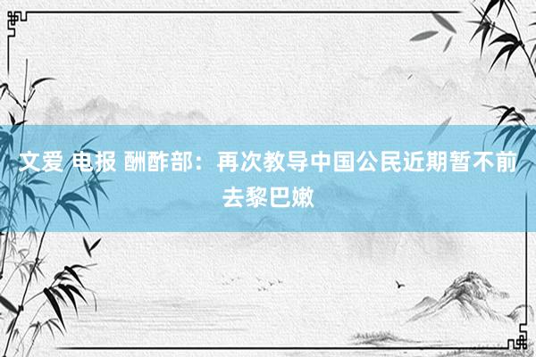 文爱 电报 酬酢部：再次教导中国公民近期暂不前去黎巴嫩