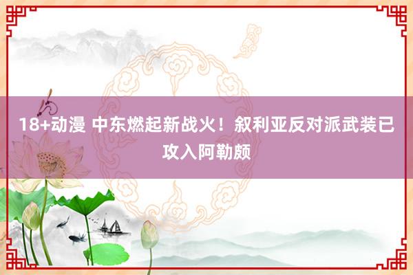 18+动漫 中东燃起新战火！叙利亚反对派武装已攻入阿勒颇