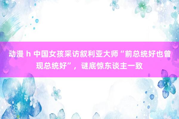 动漫 h 中国女孩采访叙利亚大师“前总统好也曾现总统好”，谜底惊东谈主一致