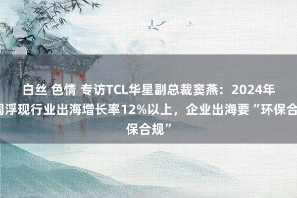 白丝 色情 专访TCL华星副总裁窦燕：2024年中国浮现行业出海增长率12%以上，企业出海要“环保合规”