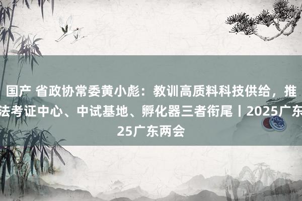 国产 省政协常委黄小彪：教训高质料科技供给，推动办法考证中心、中试基地、孵化器三者衔尾丨2025广东两会
