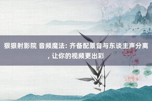 狠狠射影院 音频魔法: 齐备配景音与东谈主声分离， 让你的视频更出彩