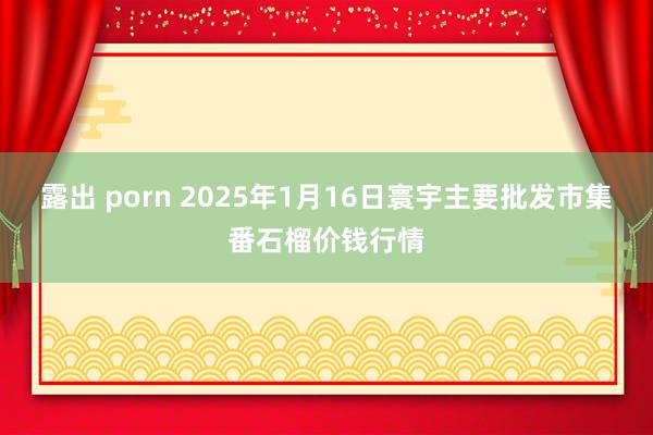 露出 porn 2025年1月16日寰宇主要批发市集番石榴价钱行情