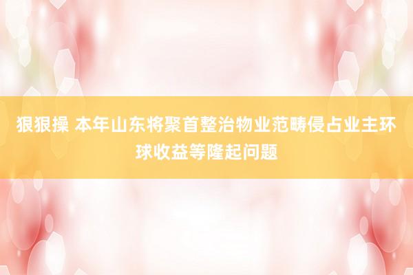 狠狠操 本年山东将聚首整治物业范畴侵占业主环球收益等隆起问题