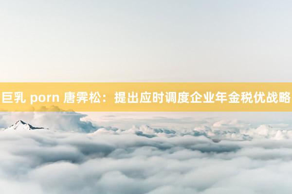 巨乳 porn 唐霁松：提出应时调度企业年金税优战略