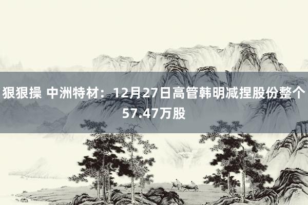 狠狠操 中洲特材：12月27日高管韩明减捏股份整个57.47万股