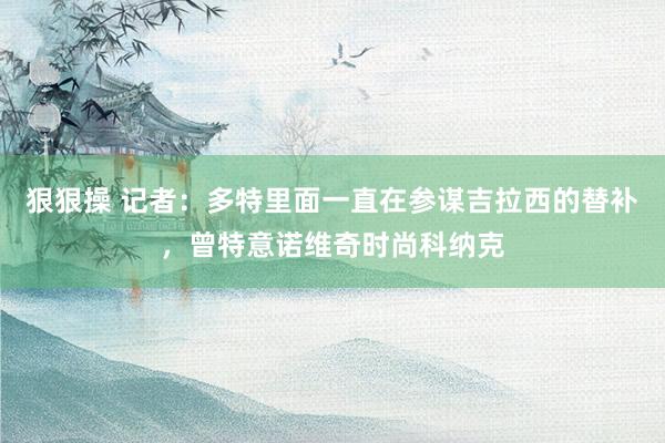 狠狠操 记者：多特里面一直在参谋吉拉西的替补，曾特意诺维奇时尚科纳克