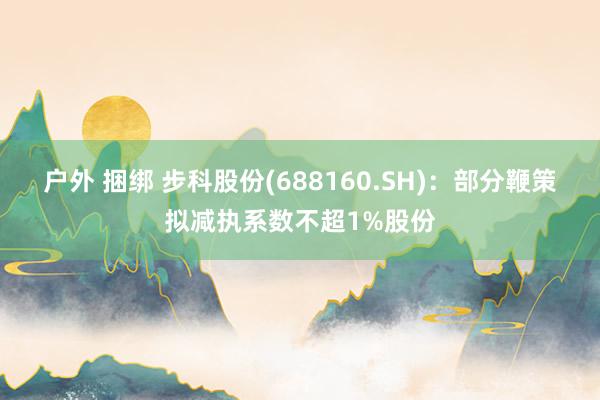 户外 捆绑 步科股份(688160.SH)：部分鞭策拟减执系数不超1%股份