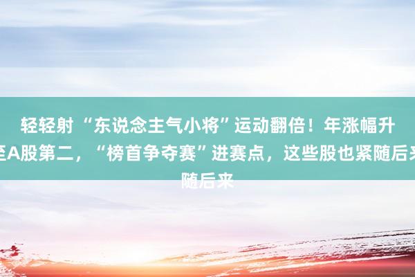 轻轻射 “东说念主气小将”运动翻倍！年涨幅升至A股第二，“榜首争夺赛”进赛点，这些股也紧随后来