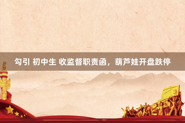 勾引 初中生 收监督职责函，葫芦娃开盘跌停