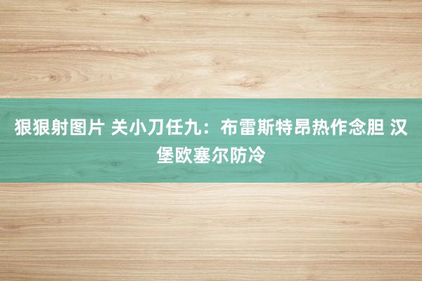 狠狠射图片 关小刀任九：布雷斯特昂热作念胆 汉堡欧塞尔防冷